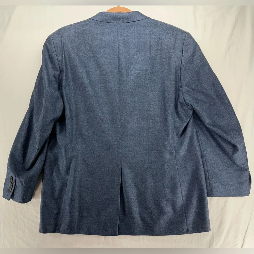 Lauren Ralph Lauren Mens Blazer Blue Herringbone‎ Silk Wool 46R Sport Coat